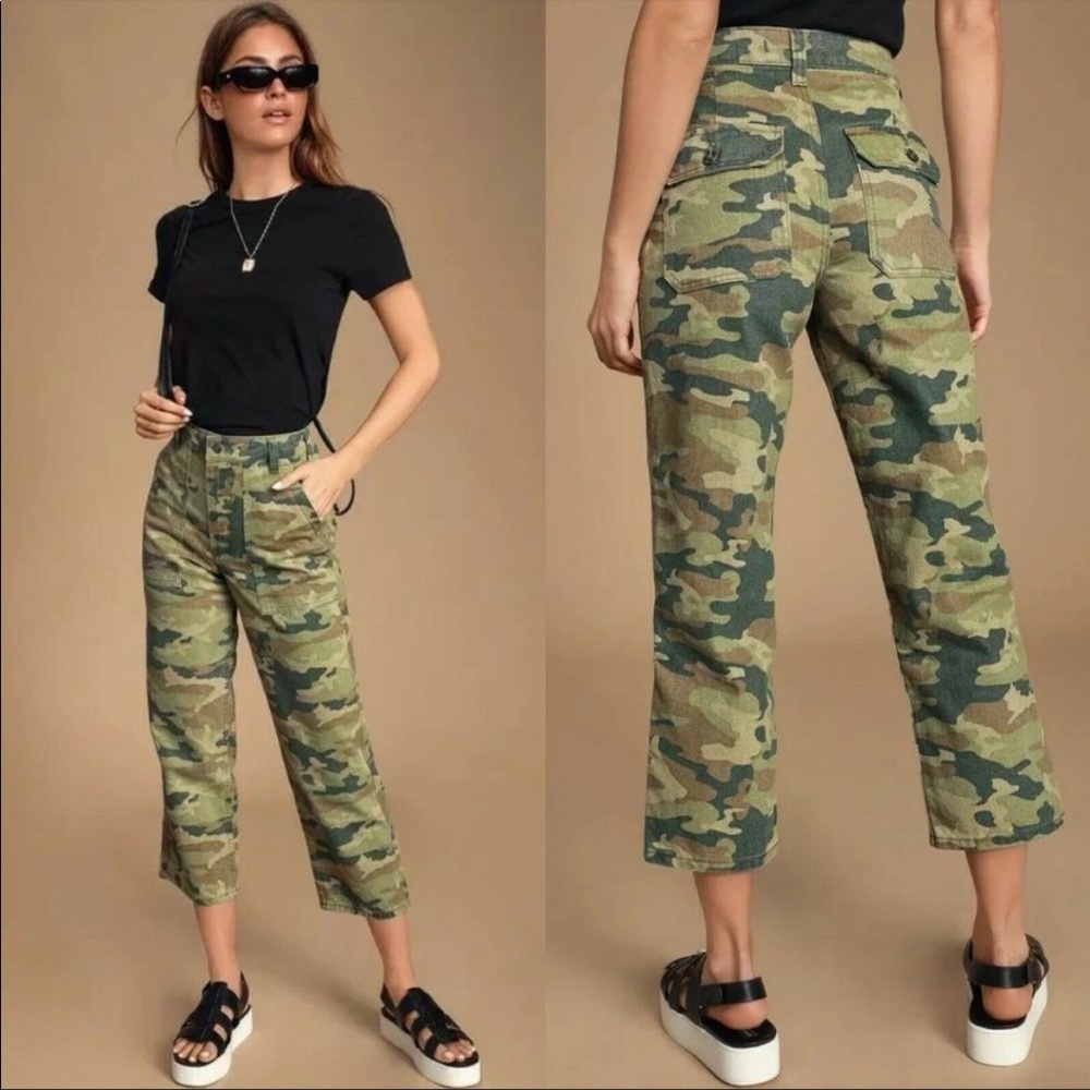 Free People Camo Denim Pants Size 27